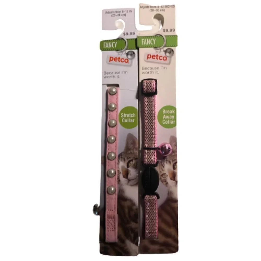 🛒 $9 2 pack of Cat Breakaway Collars Fancy Pink Sparkly Adjusts to 8
